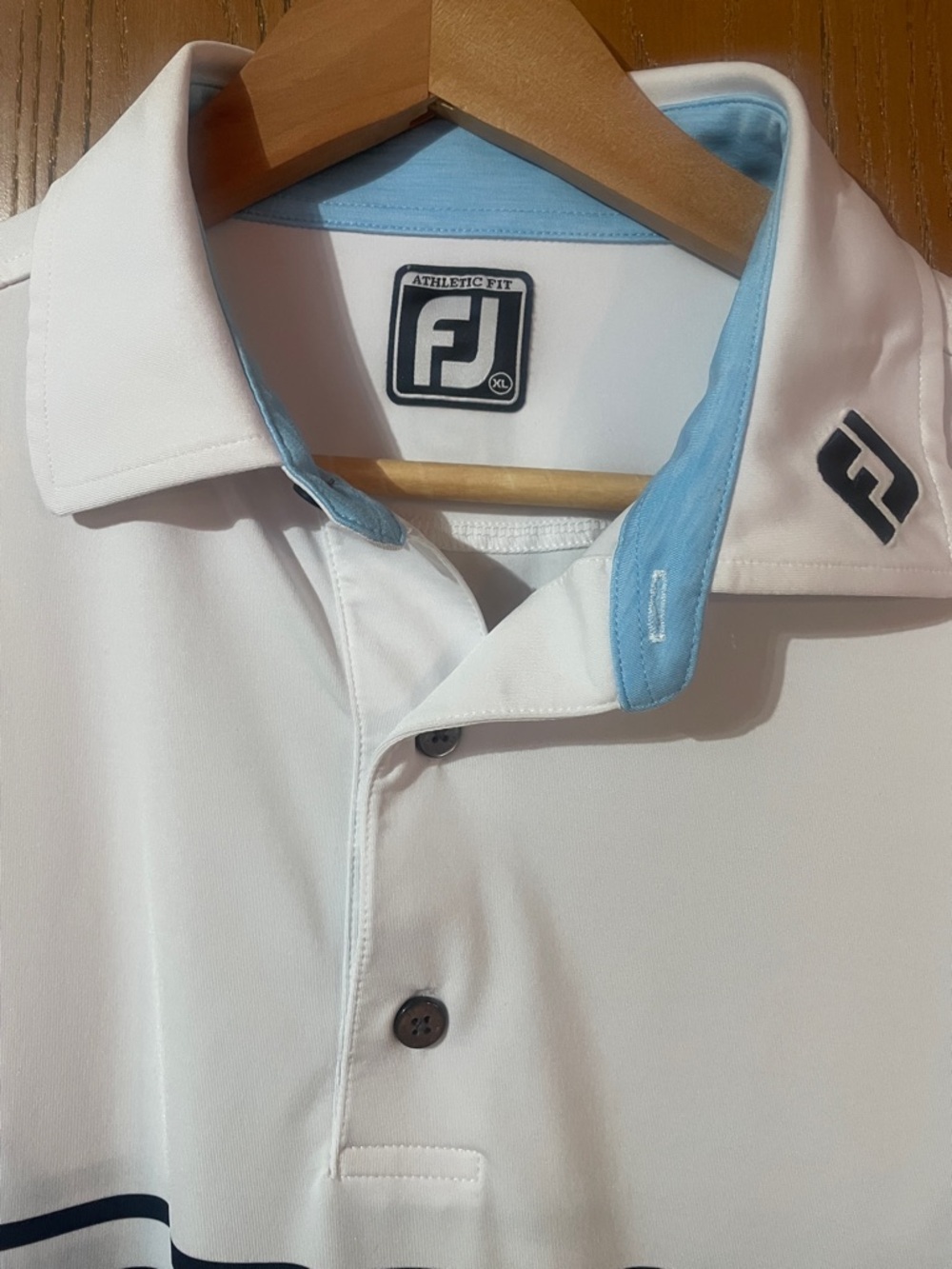 FootJoy White, Light Blue & Navy Horizontal Stripe Golf Polo - Picture 2 of 4